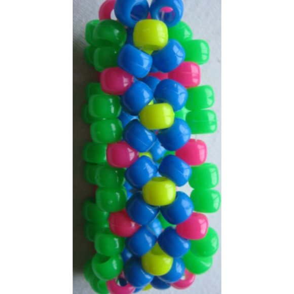4 Neon Kandi Daisy Bracelet Mini Kandi Cuffs Rave Ready - Picture 4 of 6